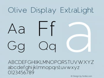 Olive Display ExtraLight Version 1.000图片样张