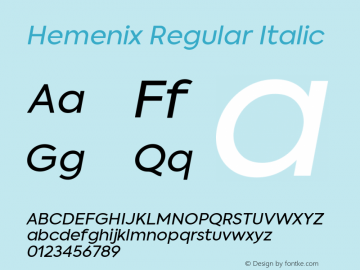 Hemenix Regular Italic Version 1.001图片样张