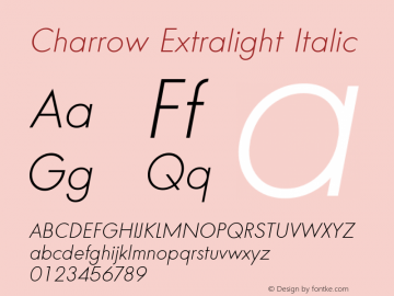 Charrow Extralight Italic Version 1.200图片样张