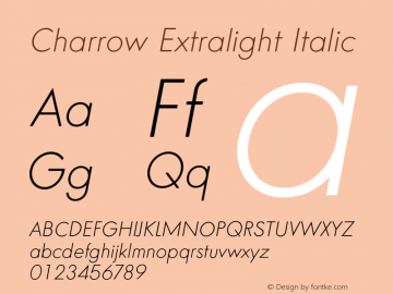 Charrow Extralight Italic Version 1.200;FEAKit 1.0图片样张