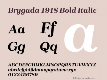 Brygada 1918 Bold Italic Version 3.006; ttfautohint (v1.8.3)图片样张