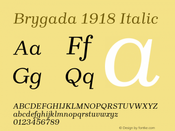 Brygada 1918 Italic Version 3.006; ttfautohint (v1.8.3)图片样张