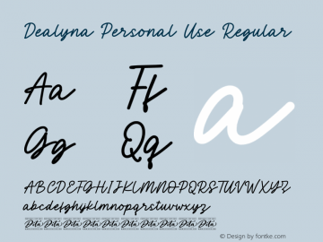 Dealyna Personal Use Version 1.00;September 12, 2020;FontCreator 12.0.0.2567 64-bit图片样张