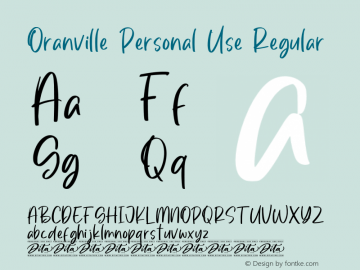 Oranville Personal Use Version 1.00;September 21, 2020;FontCreator 12.0.0.2567 64-bit图片样张