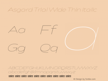 Asgard Trial Wide Thin Italic Version 2.003图片样张