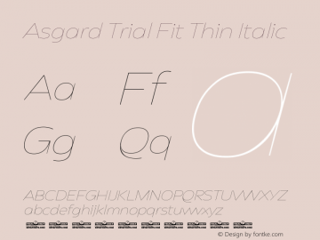 Asgard Trial Fit Thin Italic Version 2.003图片样张