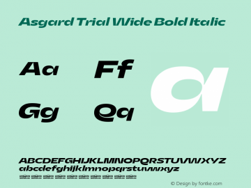 Asgard Trial Wide Bold Italic Version 2.003图片样张