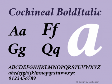 Cochineal Bold Italic Version 0.9图片样张