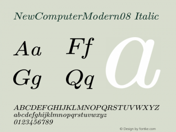 NewComputerModern08-Italic Version 4.0图片样张