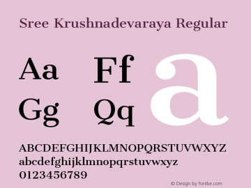 Sree Krushnadevaraya Version 1.0.5; ttfautohint (v1.2.42-39fb)图片样张