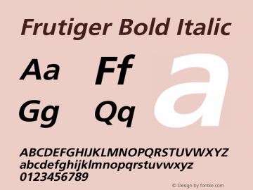Frutiger Bold Italic Version 1.00;December 14, 2019;FontCreator 12.0.0.2535 64-bit图片样张