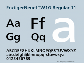 FrutigerNeueLTW1G Regular 11 Version 2.00 October 13, 2017图片样张