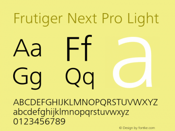 FrutigerNextPro-Light Version 1.000;PS 001.000;hotconv 1.0.38图片样张