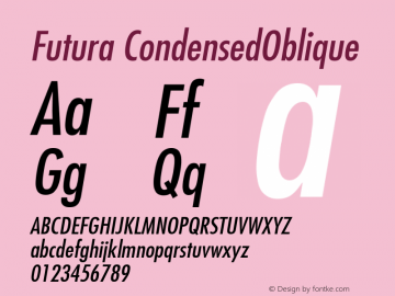 Futura Condensed Medium Oblique Version 001.000图片样张