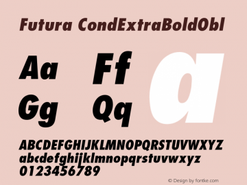 Futura Condensed Extra Bold Oblique Version 001.000图片样张