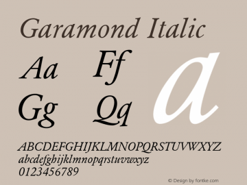 Garamond Italic 1.000图片样张