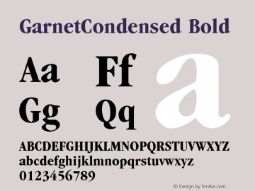 GarnetCondensed Bold Altsys Fontographer 3.5  7/11/96图片样张