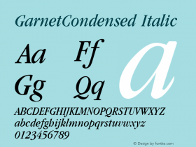 GarnetCondensed Italic Altsys Fontographer 3.5  7/11/96图片样张