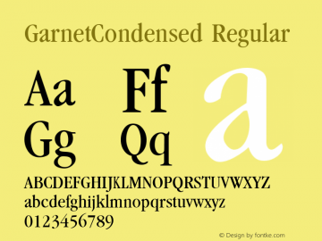 GarnetCondensed Regular Altsys Fontographer 3.5  7/11/96图片样张