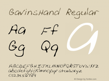 GavinsHand Regular Altsys Fontographer 3.5  8/24/95图片样张