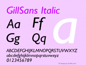 GillSans Italic Version 8.0: 19: 13873: 1999图片样张