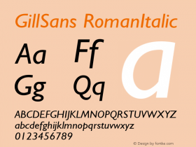 GillSans-Italic Version 1.00图片样张