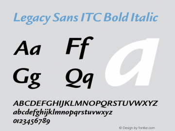 Legacy Sans ITC Bold Italic Version 001.005图片样张