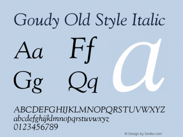 Goudy Old Style Italic Version 1.3 (Hewlett-Packard)图片样张