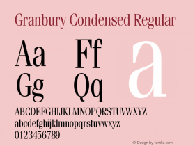 Granbury Condensed Regular Version 1.00 July 12, 2019, initial release图片样张