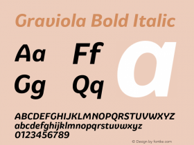 Graviola Bold Italic Version 1.201;PS 001.201;hotconv 1.0.88;makeotf.lib2.5.64775图片样张