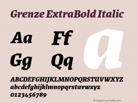Grenze ExtraBold Italic Version 1.002; ttfautohint (v1.8)图片样张