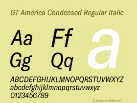 GT America Condensed Regular Italic Version 1.006;hotconv 1.0.109;makeotfexe 2.5.65596图片样张