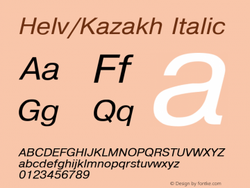 Helv/Kazakh Italic Converted from t:\PRI_____.TF1 by ALLTYPE图片样张