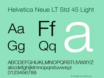 Helvetica Neue LT Std 45 Light Version 2.000 Build 1000图片样张