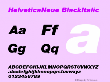 HelveticaNeue BlackItalic Macromedia Fontographer 4.1.5 1/27/03图片样张