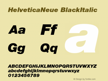 HelveticaNeue BlackItalic Macromedia Fontographer 4.1.5 99/10/10图片样张