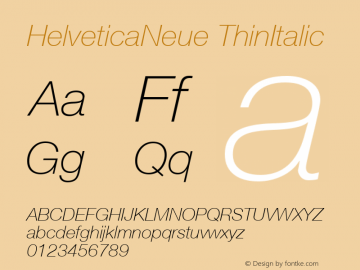HelveticaNeue ThinItalic Macromedia Fontographer 4.1.5 1/27/03图片样张