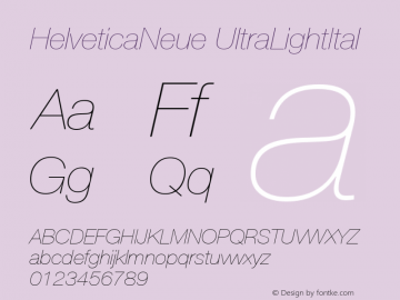 HelveticaNeue UltraLightItal Macromedia Fontographer 4.1.5 1/27/03图片样张