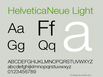 HelveticaNeue-Light Version 001.000图片样张