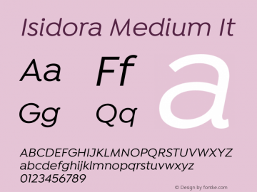 Isidora Medium It Version 1.00;March 19, 2019;FontCreator 11.5.0.2422 32-bit图片样张