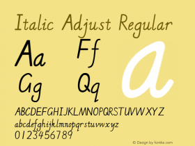 Italic Adjust Version 1.00 August 2, 2014, initial release图片样张
