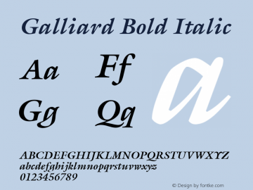 ITC Galliard Bold Italic Converter: Windows Type 1 Installer V1.0d.￿Font: V1.3图片样张