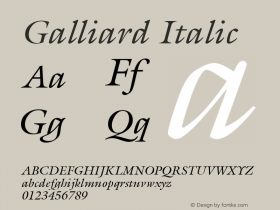 ITC Galliard Italic Converter: Windows Type 1 Installer V1.0d.￿Font: V1.3图片样张