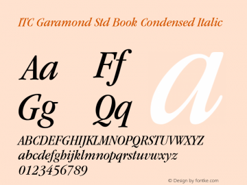 ITC Garamond Std Book Condensed Italic OTF 1.018;PS 001.000;Core 1.0.31;makeotf.lib1.4.1585图片样张
