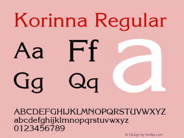 ITC Korinna Regular Converter: Windows Type 1 Installer V1.0d.￿Font: V1.1图片样张