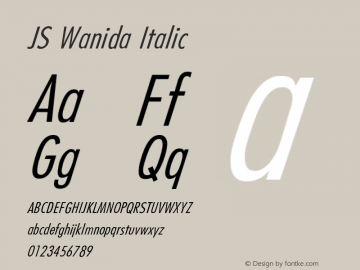 JSWanida-Italic Version 2.000 2005 initial release图片样张