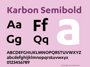 Karbon Semibold Version 1.005;PS 001.001;hotconv 16.6.54;makeotf.lib2.5.65590图片样张