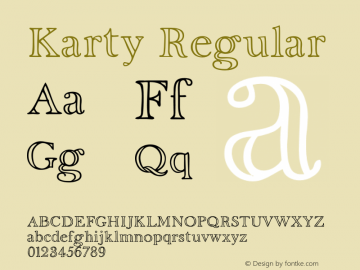 Karty Version 1.00;August 6, 2018;FontCreator 11.5.0.2427 64-bit图片样张