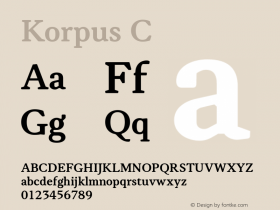 Korpus C Version 2.005 2013; ttfautohint (v0.92) -l 8 -r 50 -G 200 -x 14 -w 
