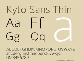 Kylo Sans Thin Version 1.00;March 14, 2019;FontCreator 11.5.0.2422 32-bit图片样张